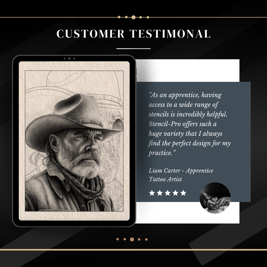 Wild West – Realism Tattoo Stencil Pack | 32 Designs for Procreate, Sketchbook & Print