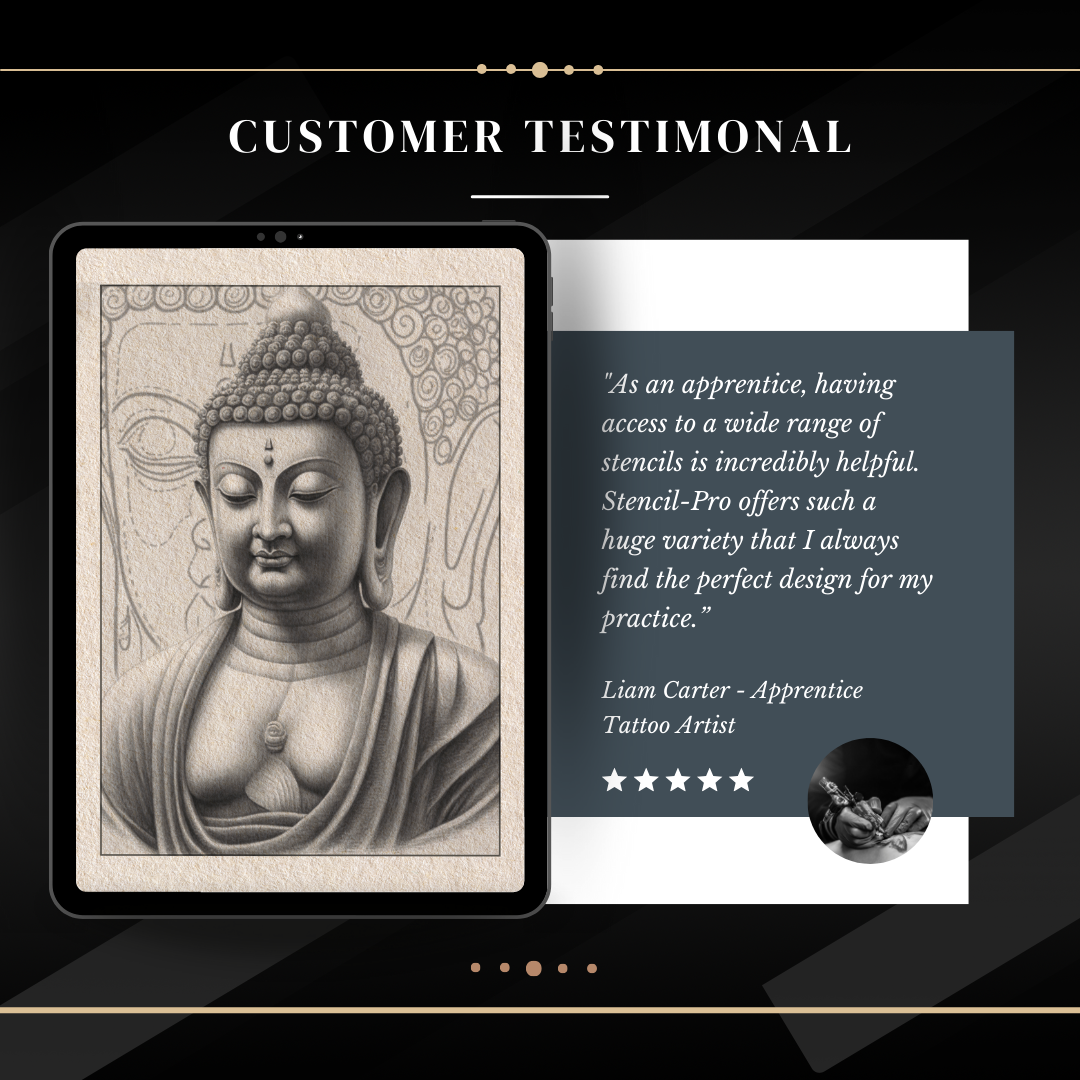Buddhism – Realism Tattoo Stencil Pack | 32 Designs for Procreate, Sketchbook & Print
