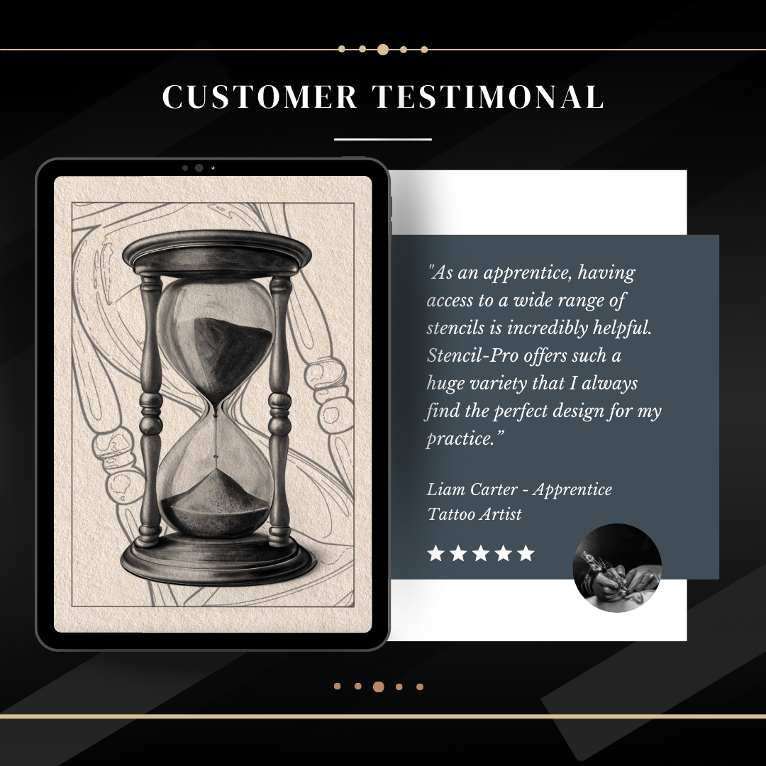 Hourglasses – Realism Tattoo Stencil Pack | 40 Designs for Procreate, Sketchbook & Print