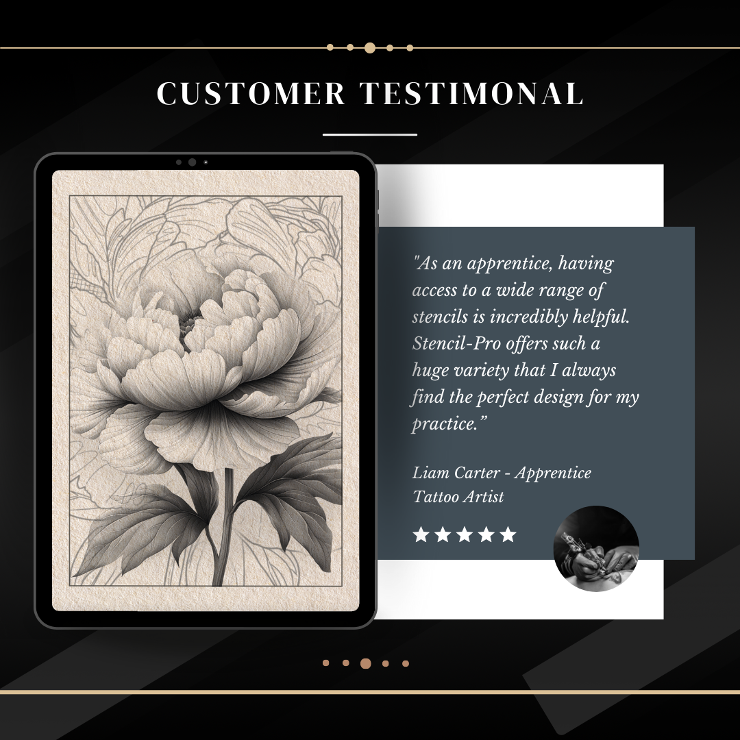 Peonies – Realism Tattoo Stencil Pack | 40 Designs for Procreate, Sketchbook & Print