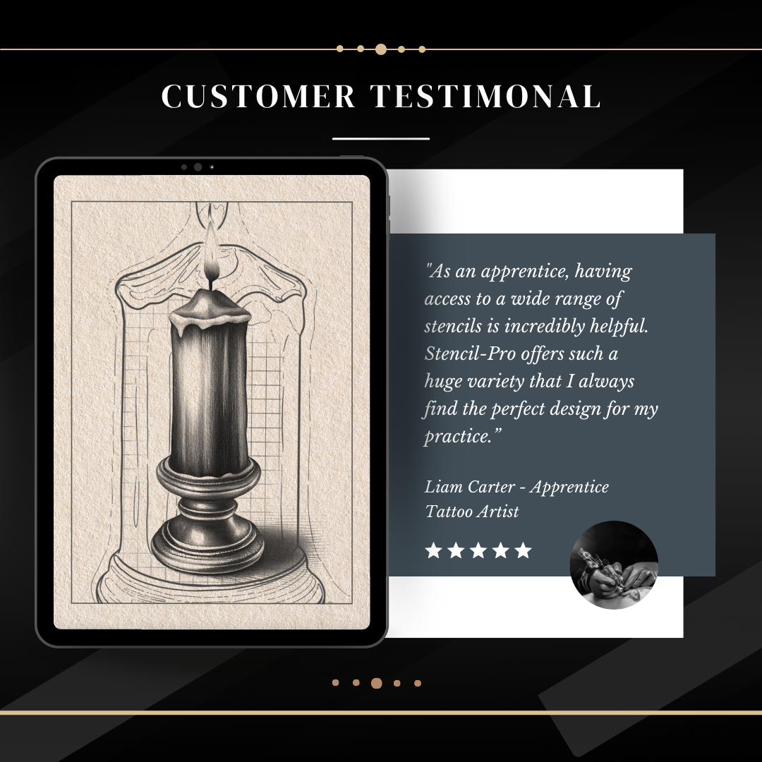 Candles – Realism Tattoo Stencil Pack | 40 Designs for Procreate, Sketchbook & Print