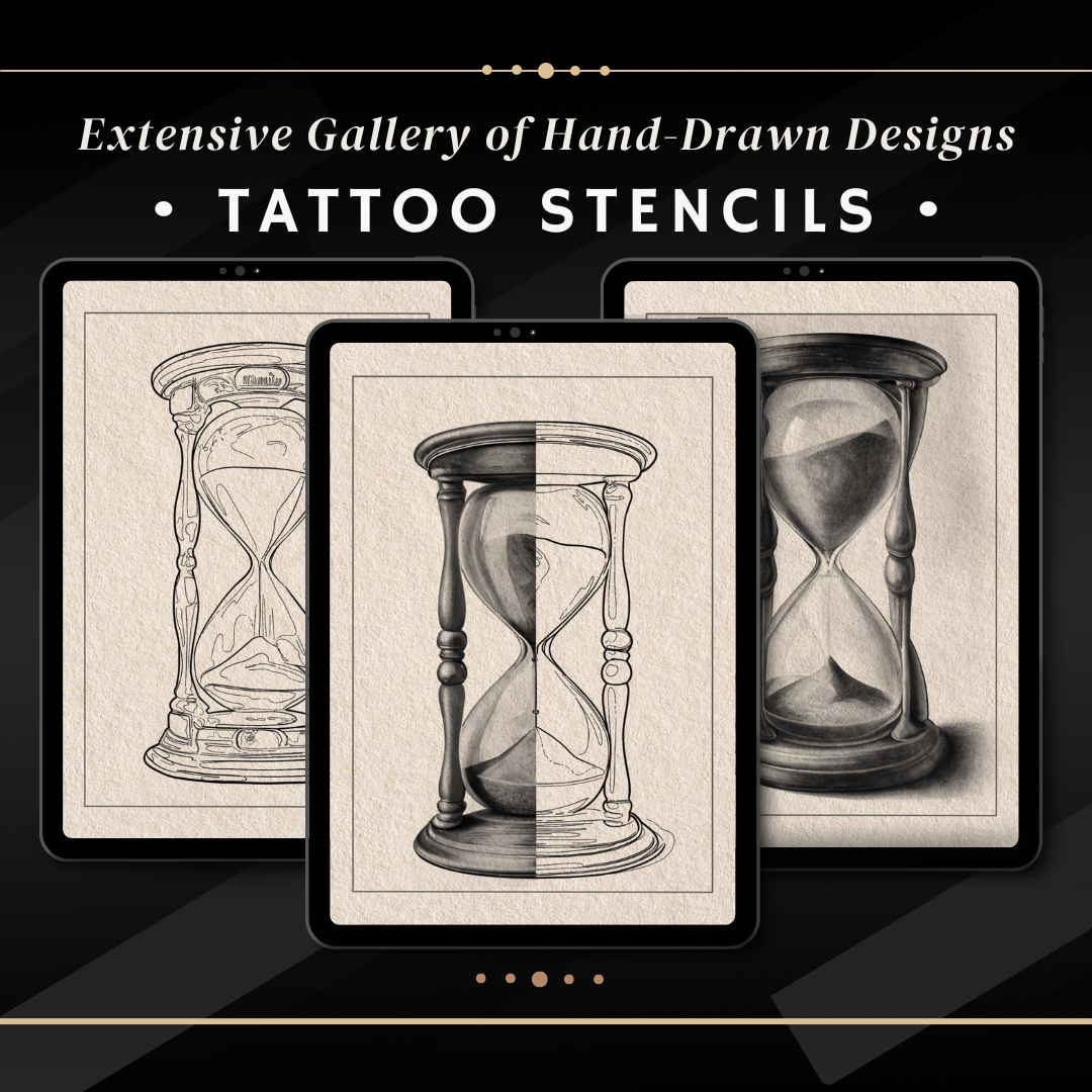 Hourglasses – Realism Tattoo Stencil Pack | 40 Designs for Procreate, Sketchbook & Print