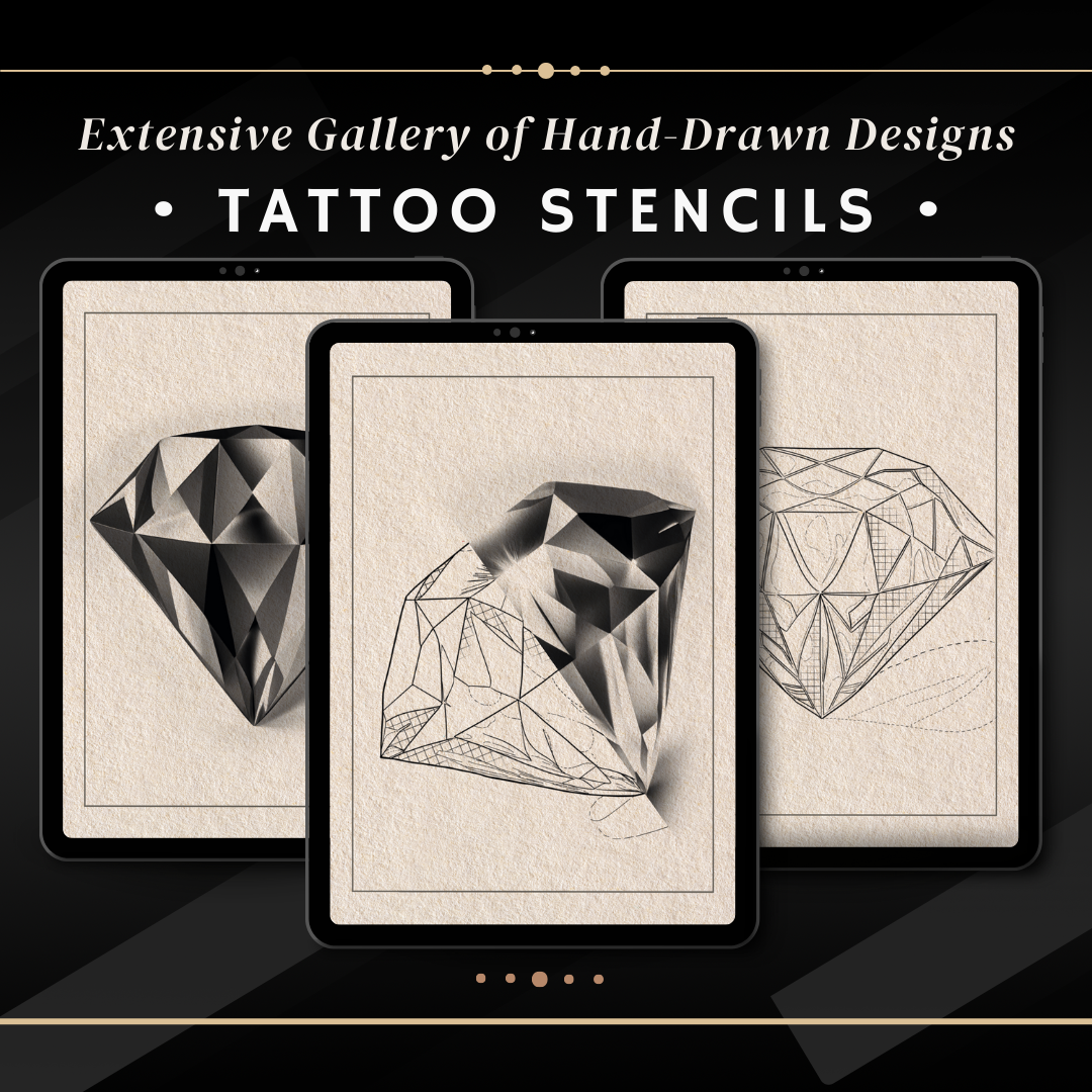 Diamonds – Realism Tattoo Stencil Pack | 40 Designs for Procreate, Sketchbook & Print