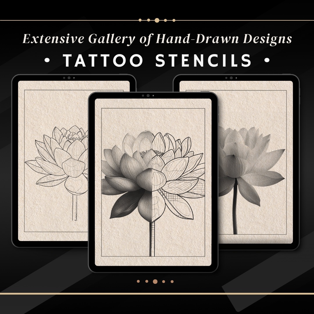 Lotus Flowers – Realism Tattoo Stencil Pack | 40 Designs for Procreate, Sketchbook & Print