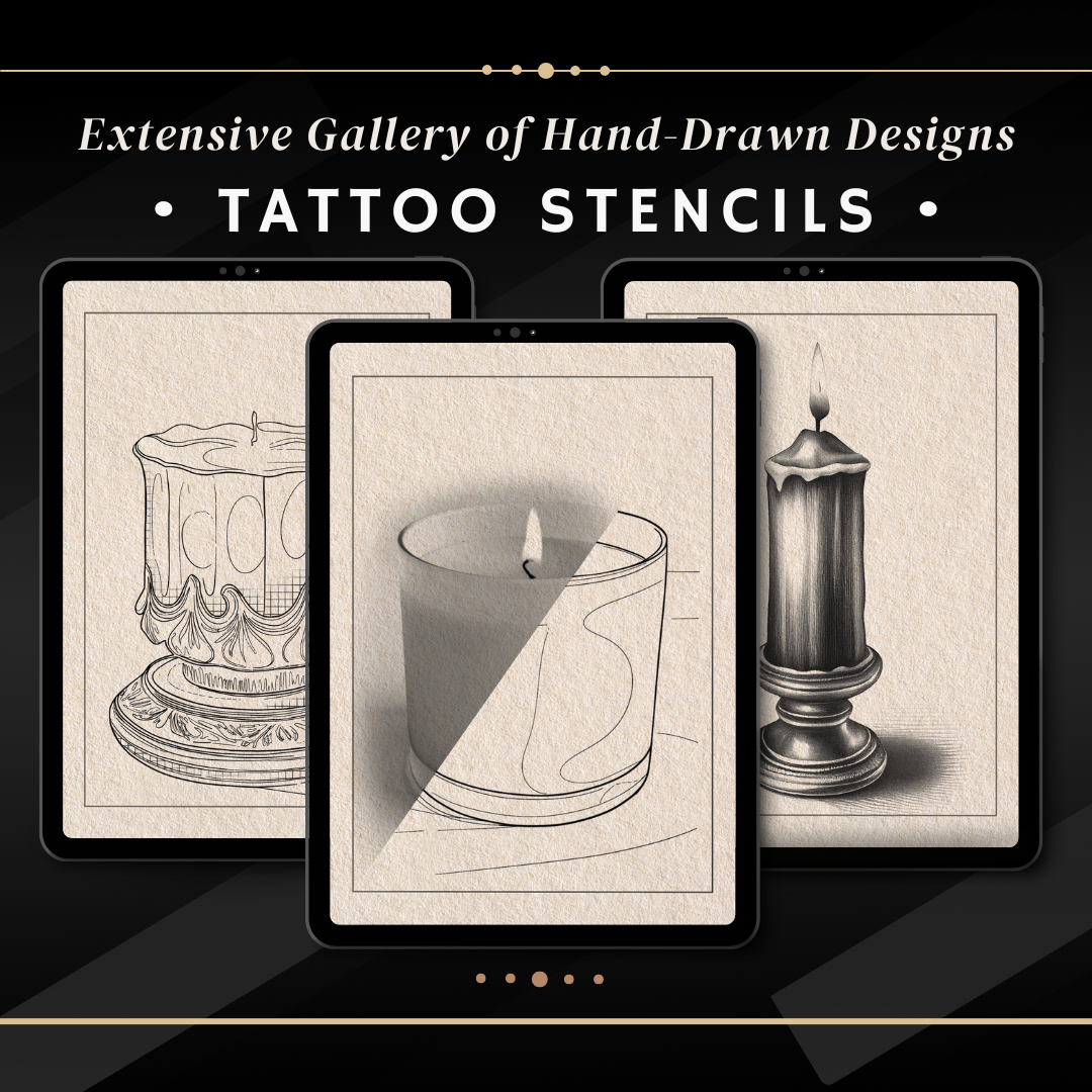 Candles – Realism Tattoo Stencil Pack | 40 Designs for Procreate, Sketchbook & Print