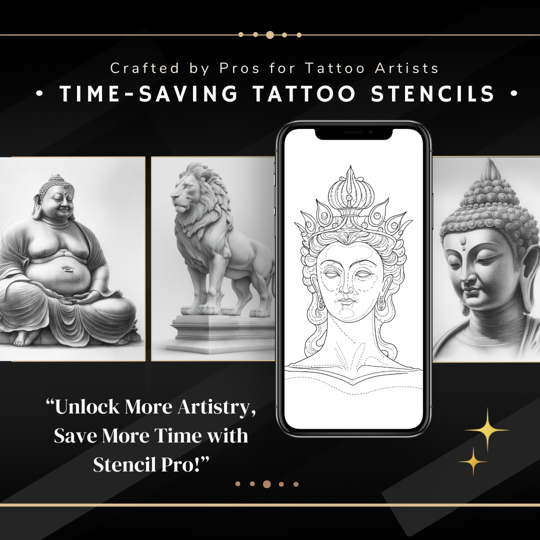 Buddhism – Realism Tattoo Stencil Pack | 32 Designs for Procreate, Sketchbook & Print