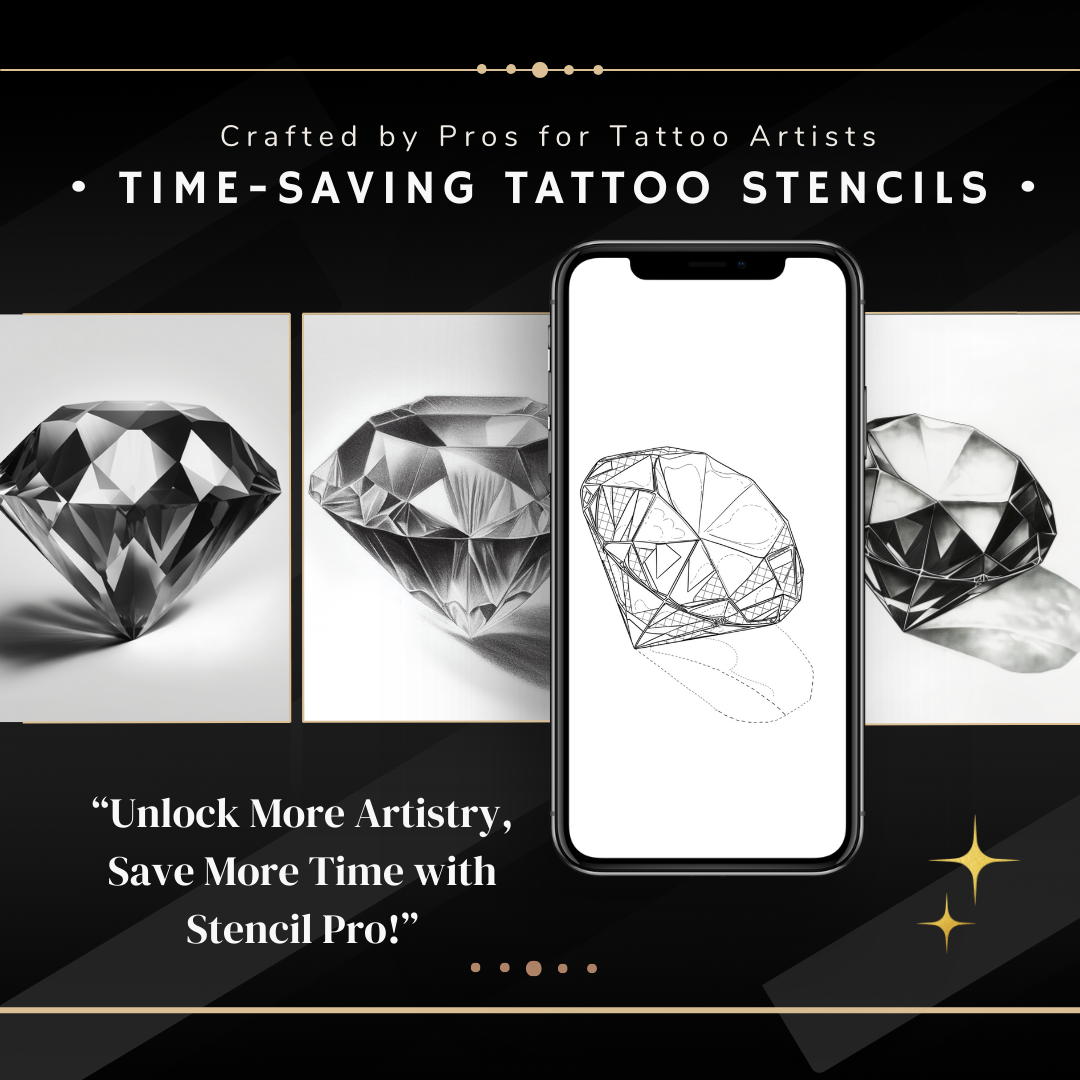 Diamonds – Realism Tattoo Stencil Pack | 40 Designs for Procreate, Sketchbook & Print
