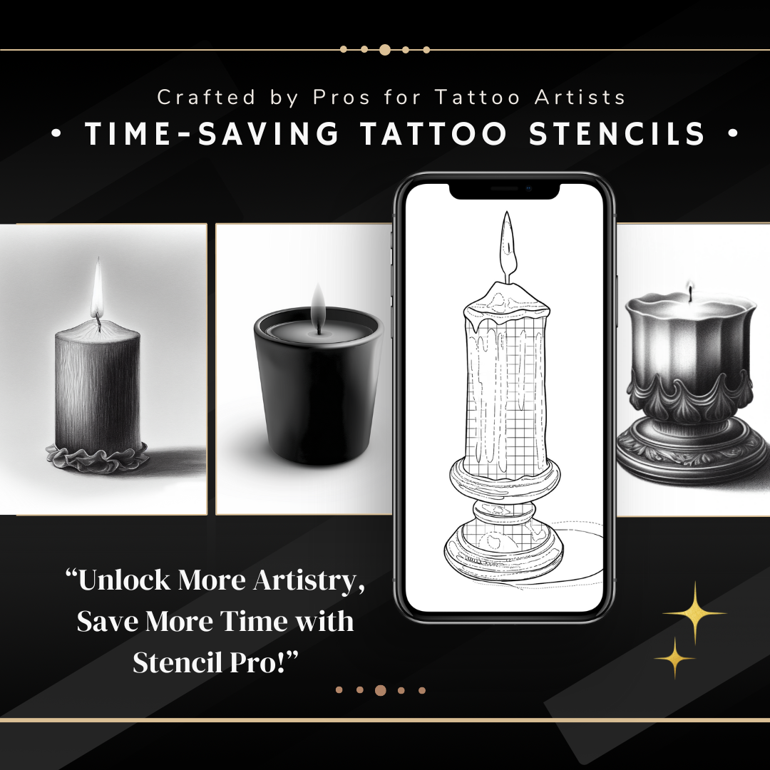 Candles – Realism Tattoo Stencil Pack | 40 Designs for Procreate, Sketchbook & Print