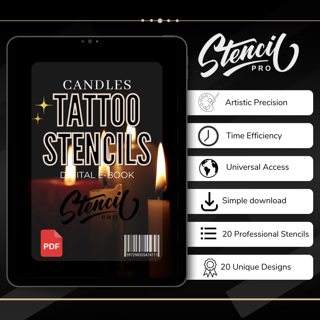 Candles – Realism Tattoo Stencil Pack | 40 Designs for Procreate, Sketchbook & Print