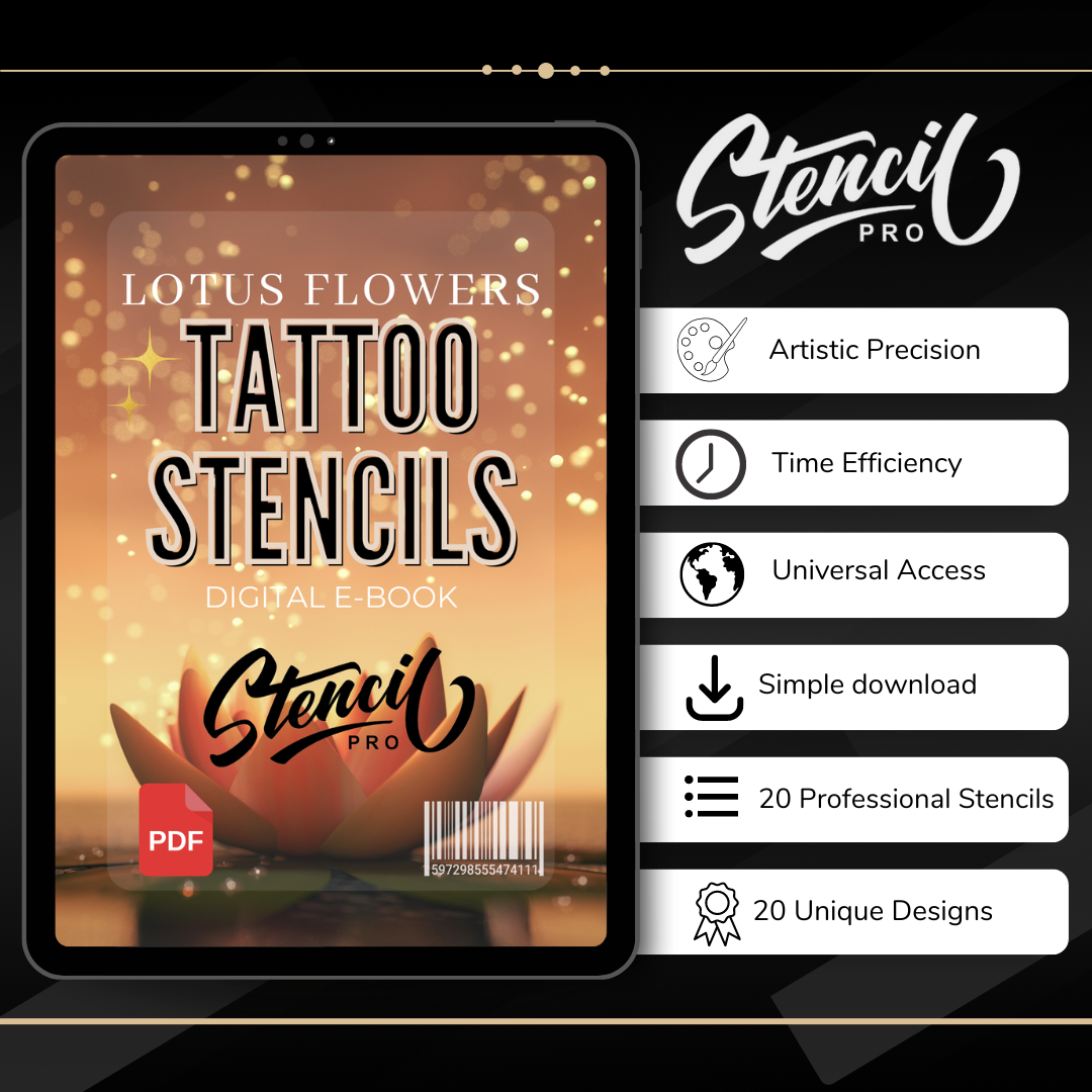 Lotus Flowers – Realism Tattoo Stencil Pack | 40 Designs for Procreate, Sketchbook & Print
