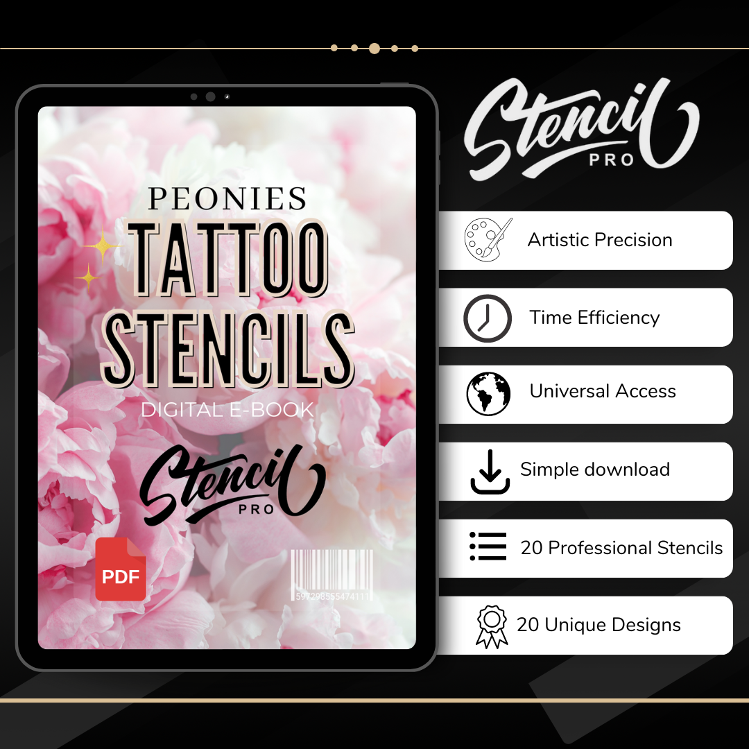 Peonies – Realism Tattoo Stencil Pack | 40 Designs for Procreate, Sketchbook & Print