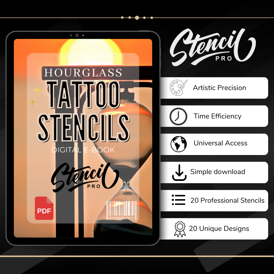 Relojes de Arena – Pack de Plantillas de Tatuajes Realistas | 40 Diseños para Procreate, Sketchbook e Impresión