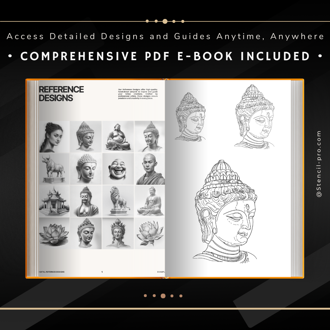 Buddhism – Realism Tattoo Stencil Pack | 32 Designs for Procreate, Sketchbook & Print