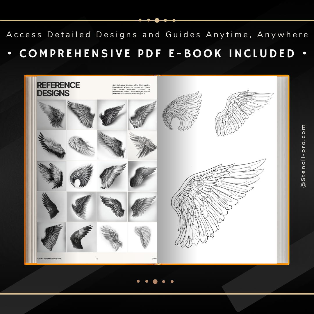 Wings – Realism Tattoo Stencil Pack | 40 Designs for Procreate, Sketchbook & Print