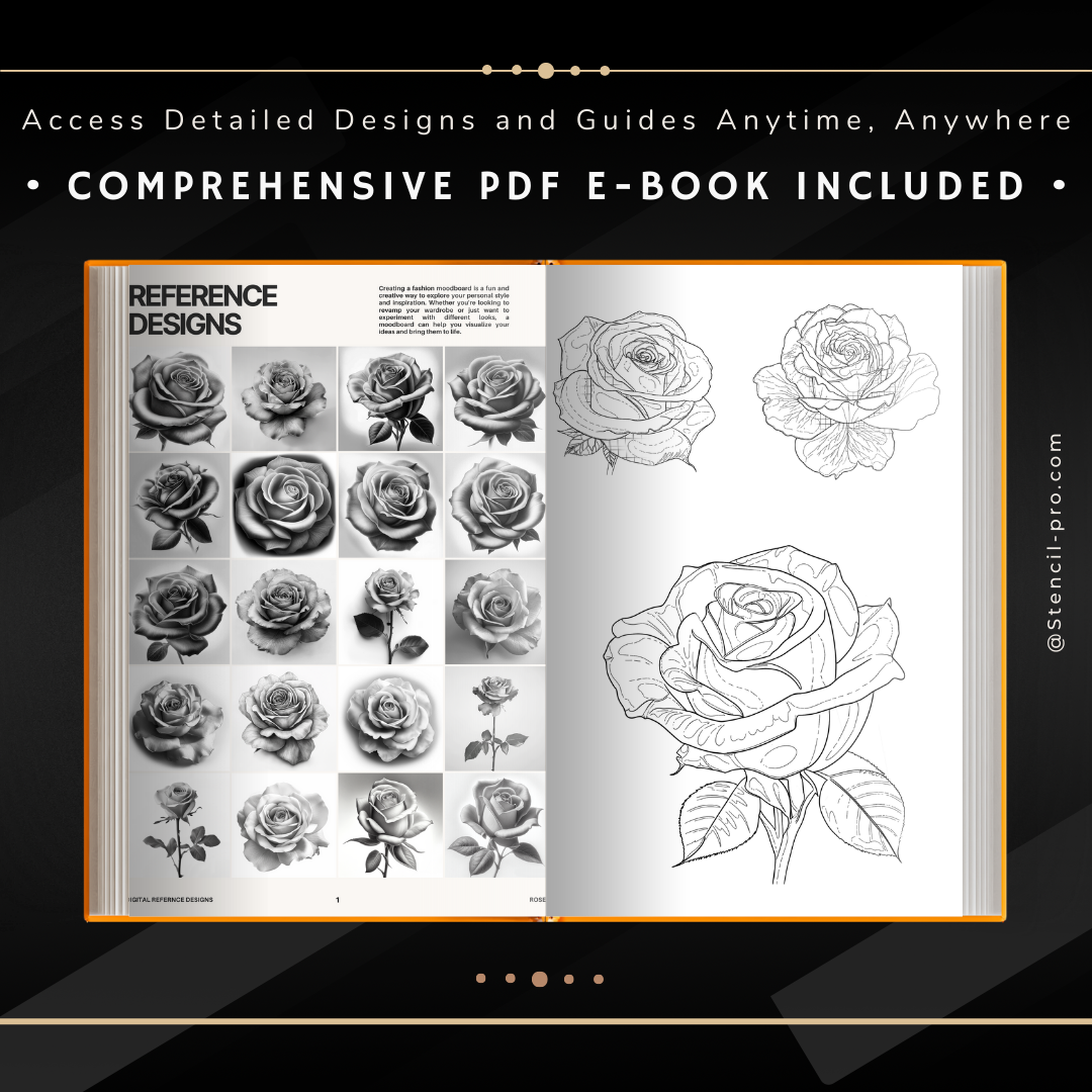 Roses – Realism Tattoo Stencil Pack | 40 Designs for Procreate, Sketchbook & Print
