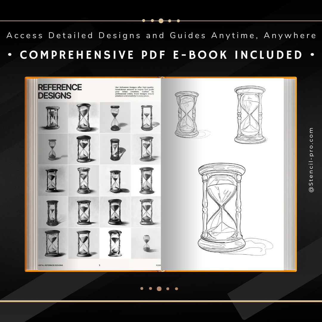 Relojes de Arena – Pack de Plantillas de Tatuajes Realistas | 40 Diseños para Procreate, Sketchbook e Impresión