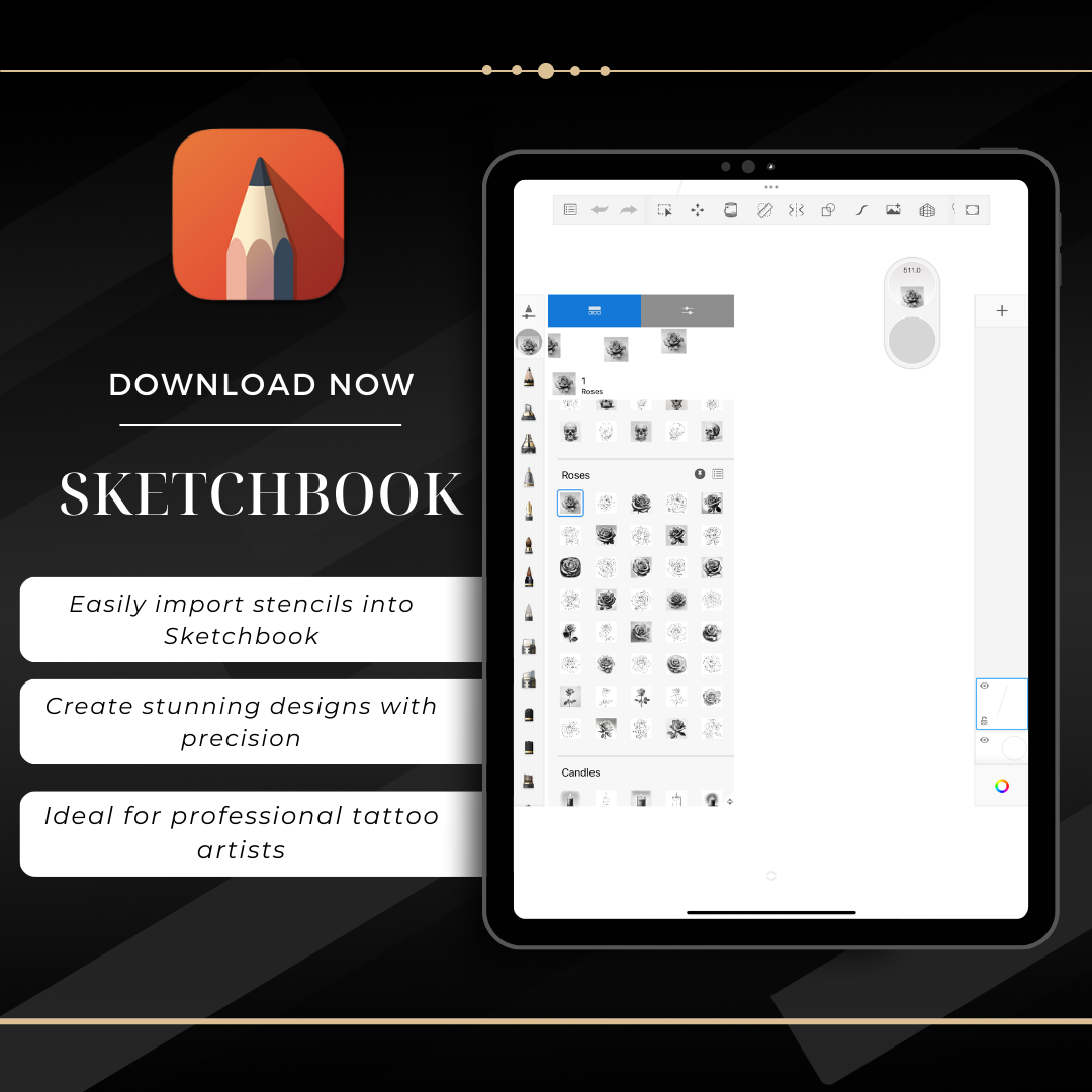 Roses – Realism Tattoo Stencil Pack | 40 Designs for Procreate, Sketchbook & Print