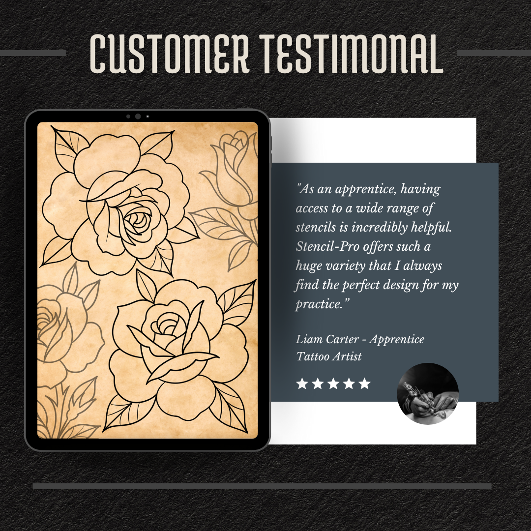 Traditional Roses – Flash Stamp Pack (50 Outlines for Procreate, Sketchbook & Print)