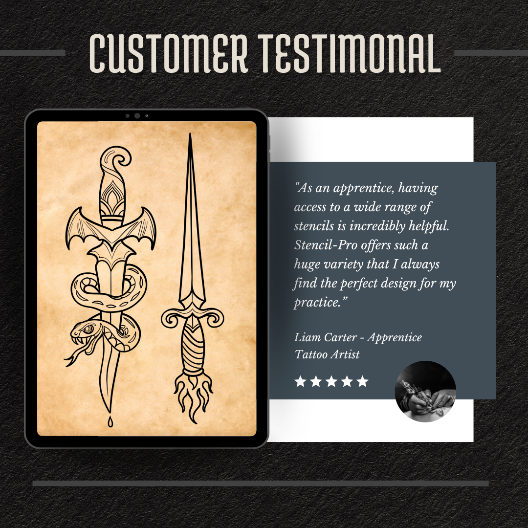 Traditional Daggers – Flash Stamp Pack (50 Outlines for Procreate, Sketchbook & Print)