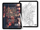 Japanese | Procreate & PDF Pre-drawn Tattoo Stencils | 1st Gen