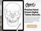 Skulls | Procreate & PDF Pre-drawn Tattoo Stencils | 1st Gen