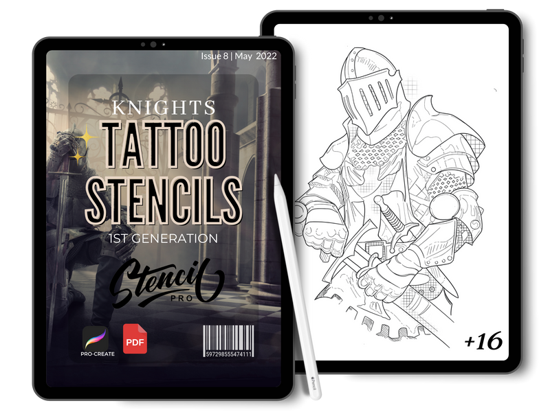 Knights | Procreate & PDF Pre-drawn Tattoo Stencils | 1st Gen