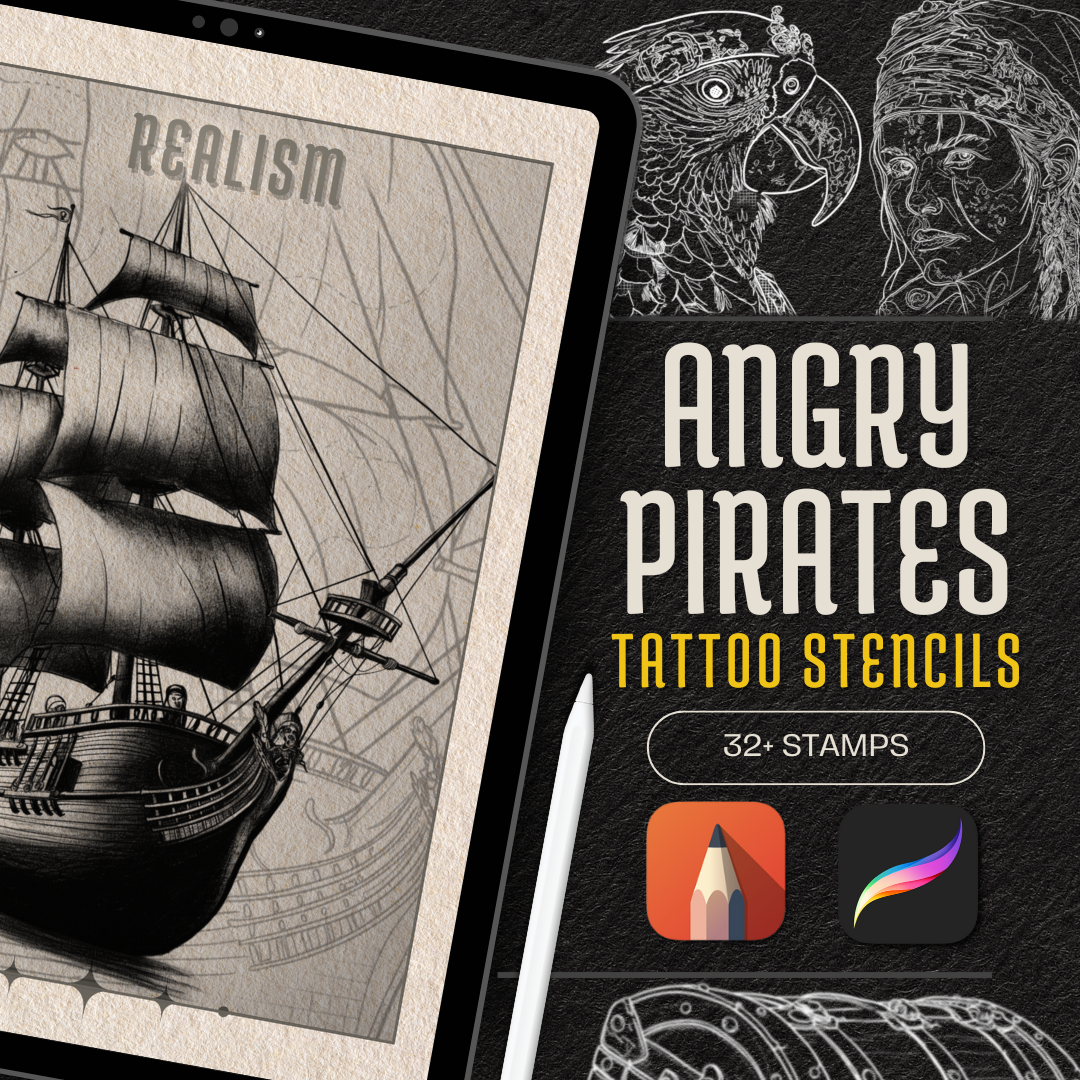 Angry Pirates - Advanced Realism Collection | 32 Stencils & Designs
