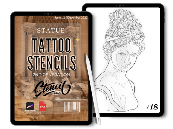 Statue | Procreate & PDF Pre-drawn Tattoo Stencils | 1st Gen