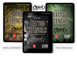 Zestaw BIG Cat - X3 Tiger / lew / lampart Brushes Procreate Tattoo Stencil & Reference Kit (z dołączonymi obrazami referencyjnymi)