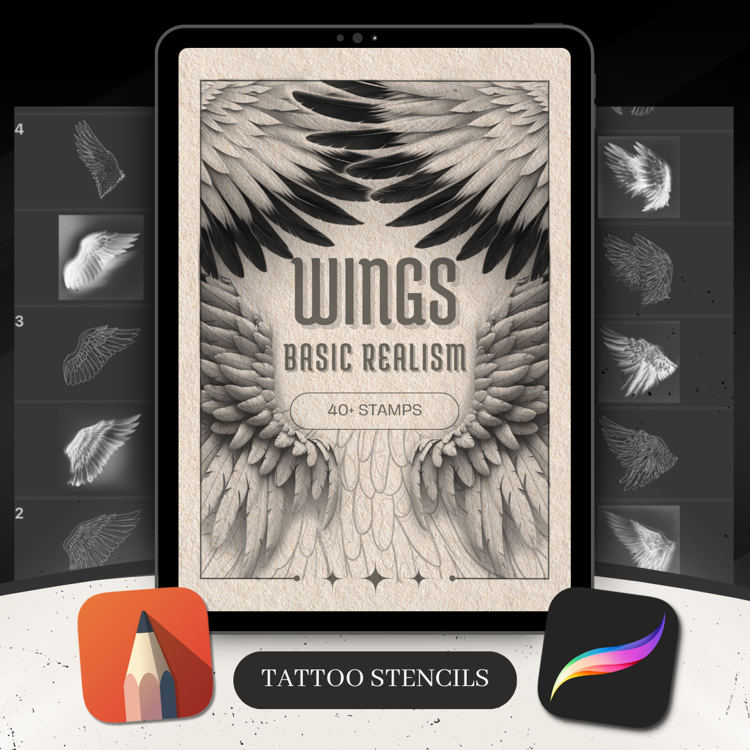 Wings - Basic Realism Collection | 40 Stencils & Designs