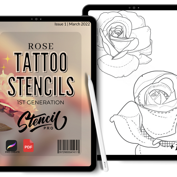 Roses, Procreate & PDF Pre-drawn Tattoo Stencils