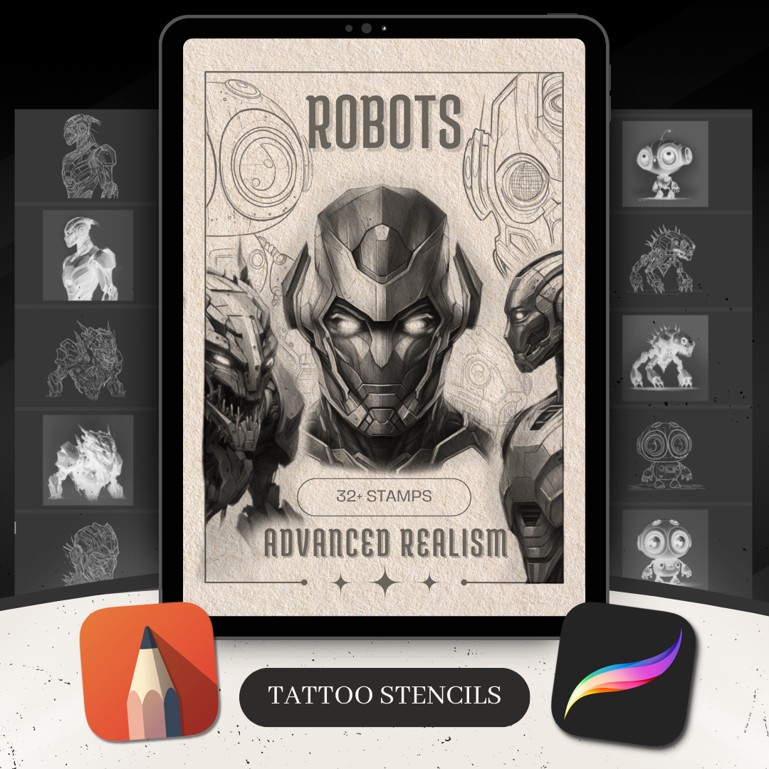 Robots - Advanced Realism Collection | 32 Stencils & Designs