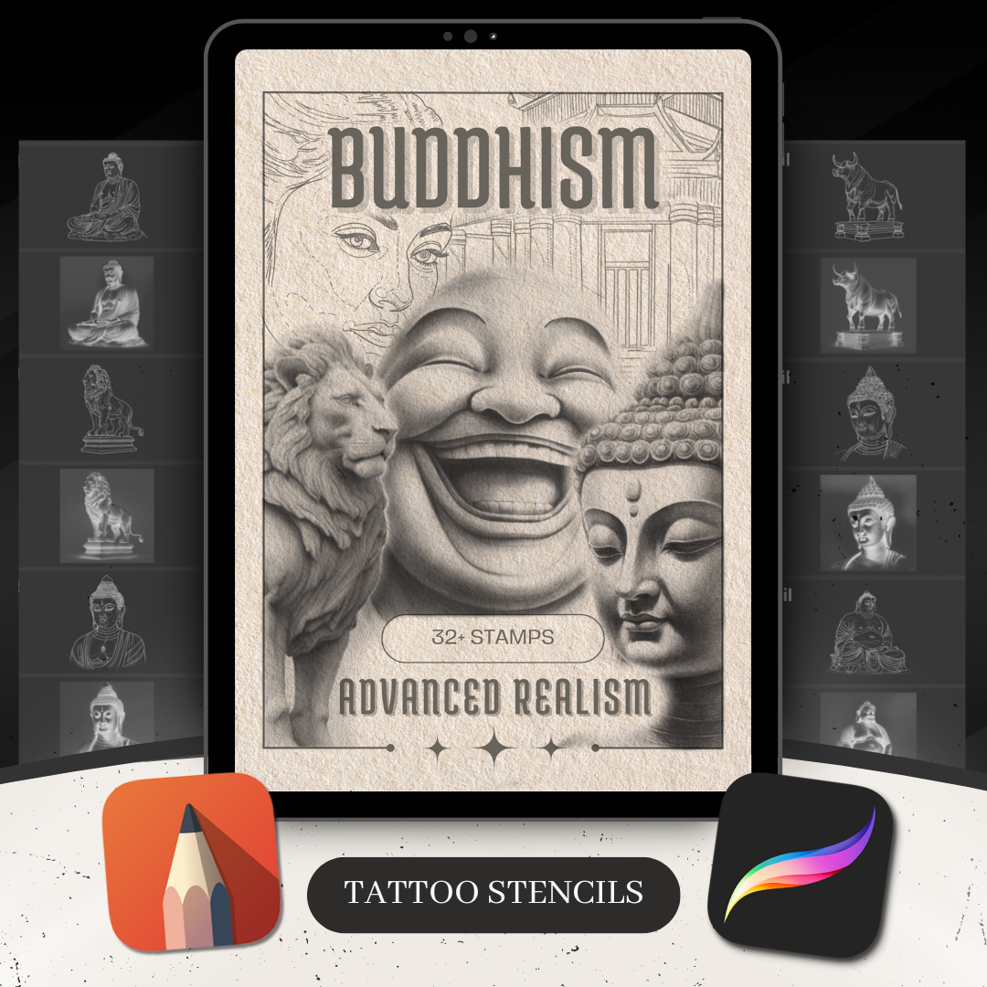 Buddhism - Advanced Realism Collection | 32 Stencils & Designs