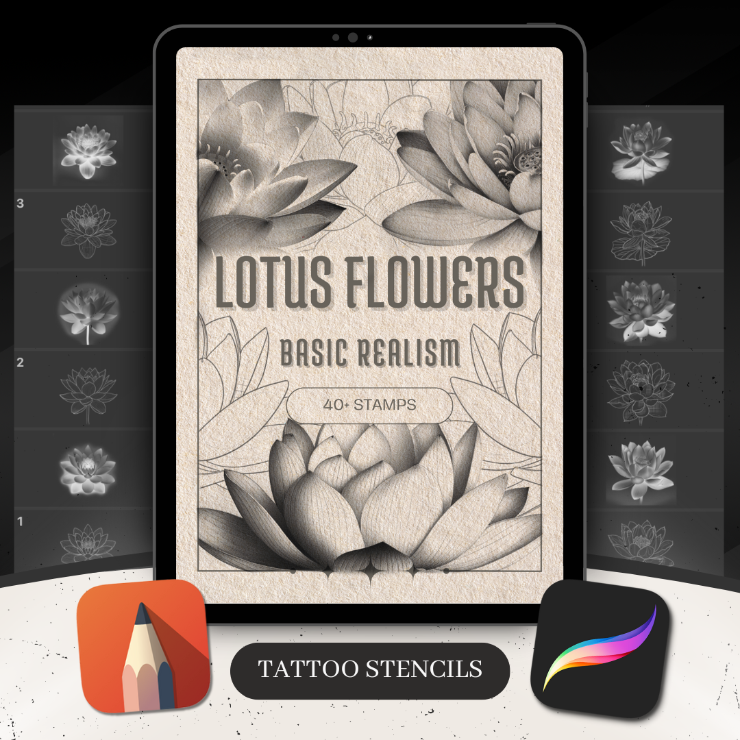 Lotus Flowers - Basic Realism Collection | 40 Stencils & Designs