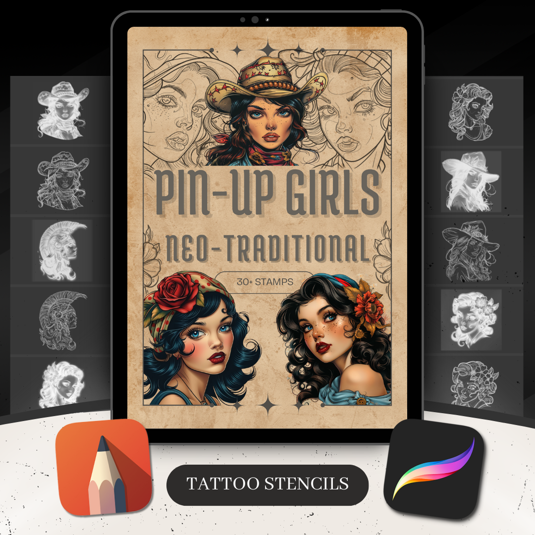 Neo-Traditional Pin-Up Girls | 30 Stencils & Reference Designs