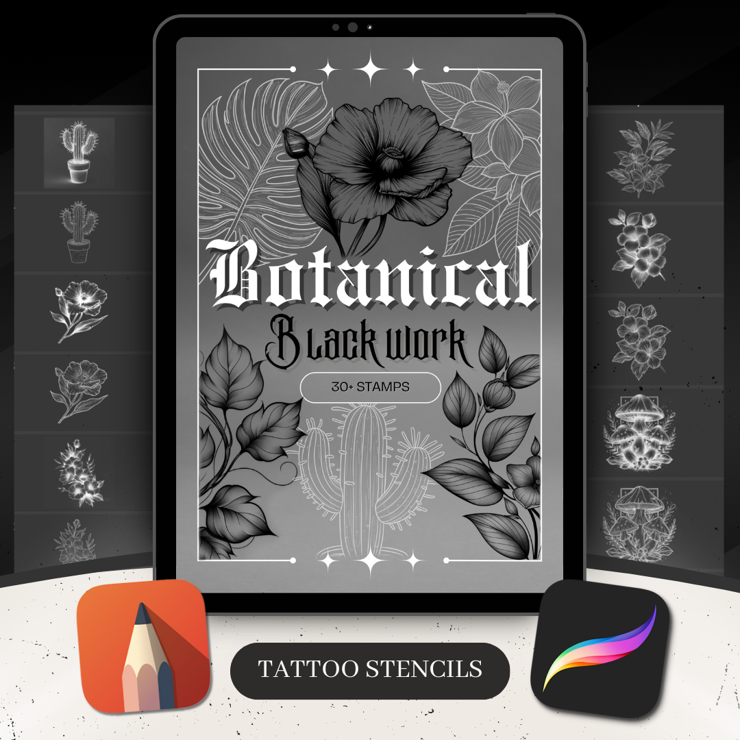 Blackwork Botanical | 32 Stencils & Reference Designs