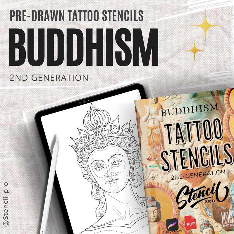 Buddhism | Procreate & PDF Pre-drawn Tattoo Stencils | 2nd Gen