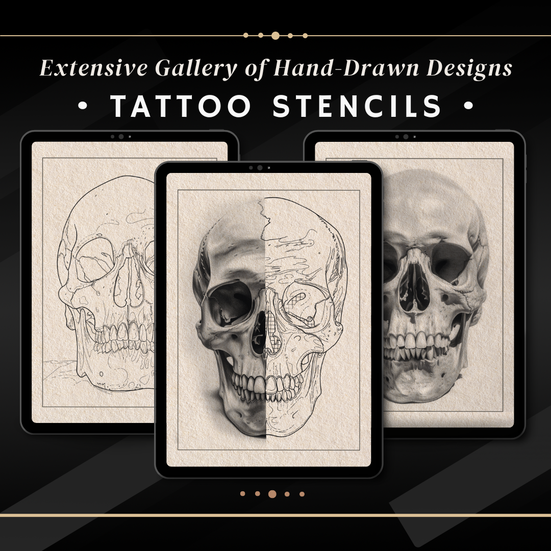 Skulls - Basic Realism Collection | 40 Stencils & Designs