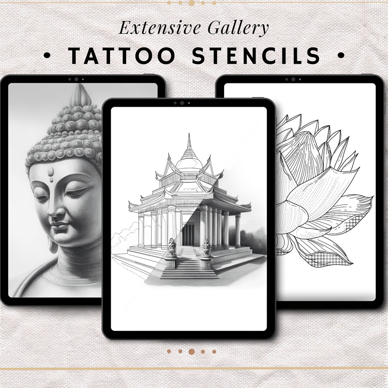 Buddhism Procreate & PDF Predrawn Tattoo Stencils 2nd Gen