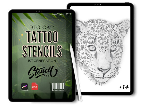 Große Katze | Erster Band | Tattoo-Schablonen | Pro-Create &amp; PDF-Download