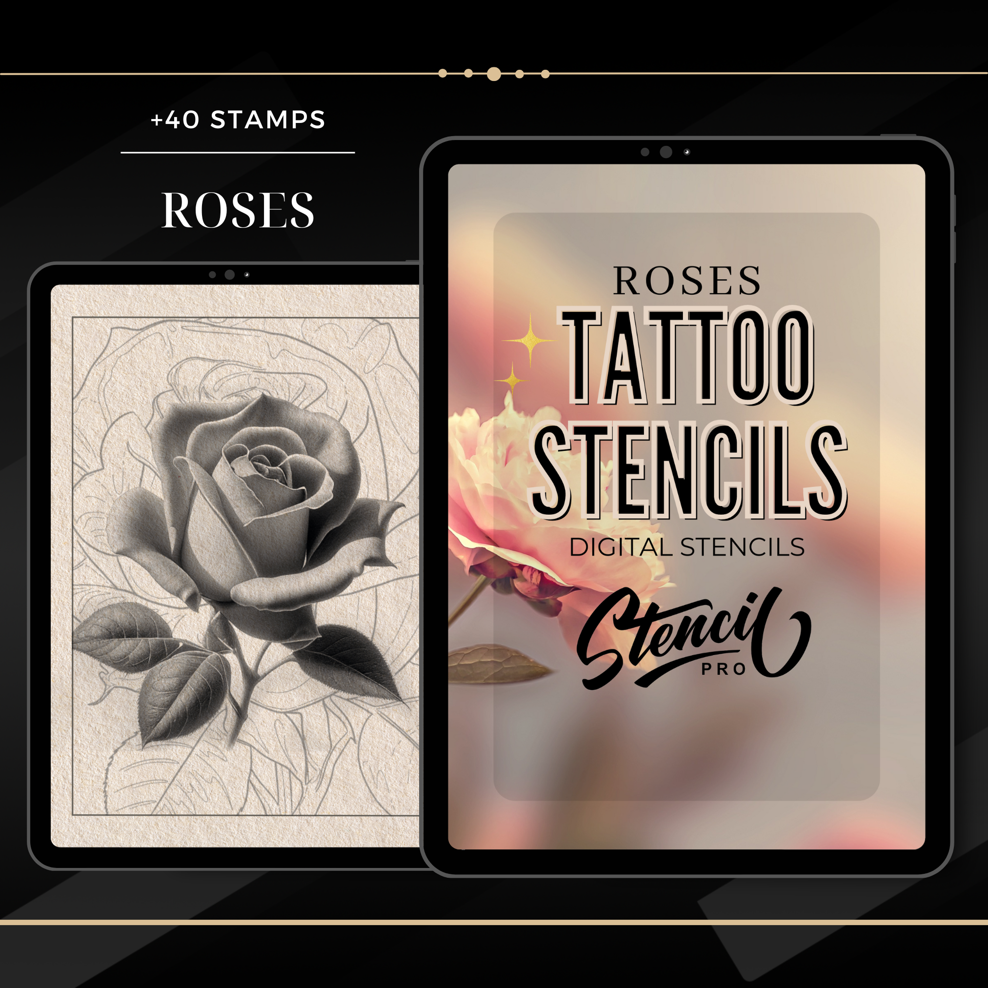 Basic Realism Mega Bundle – 8 Tattoo Stencil & Reference Packs | Procreate & Sketchbook Brushes | PDF E-Book & PNG Files