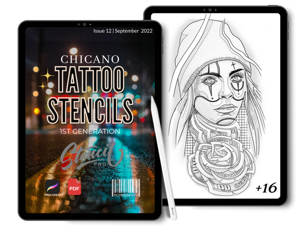 Chicano | Erster Band | Tattoo-Schablonen | Pro-Create &amp; PDF-Download
