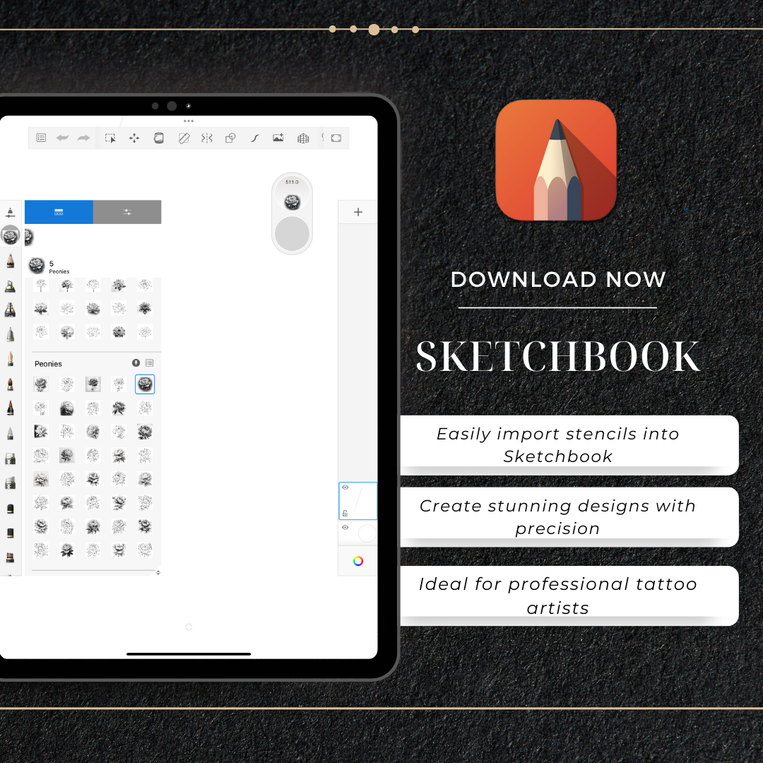 Coleção Completa de Stencils para Tatuagem | 804 designs desenhados à mão para Procreate e impressão