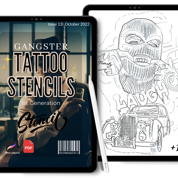 Gangster  Procreate & PDF Pre-drawn Tattoo Stencils 1st Gen