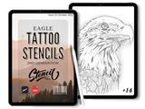 Aquila | 2a generazione | Stencil per tatuaggi | Pro-creazione e download di PDF