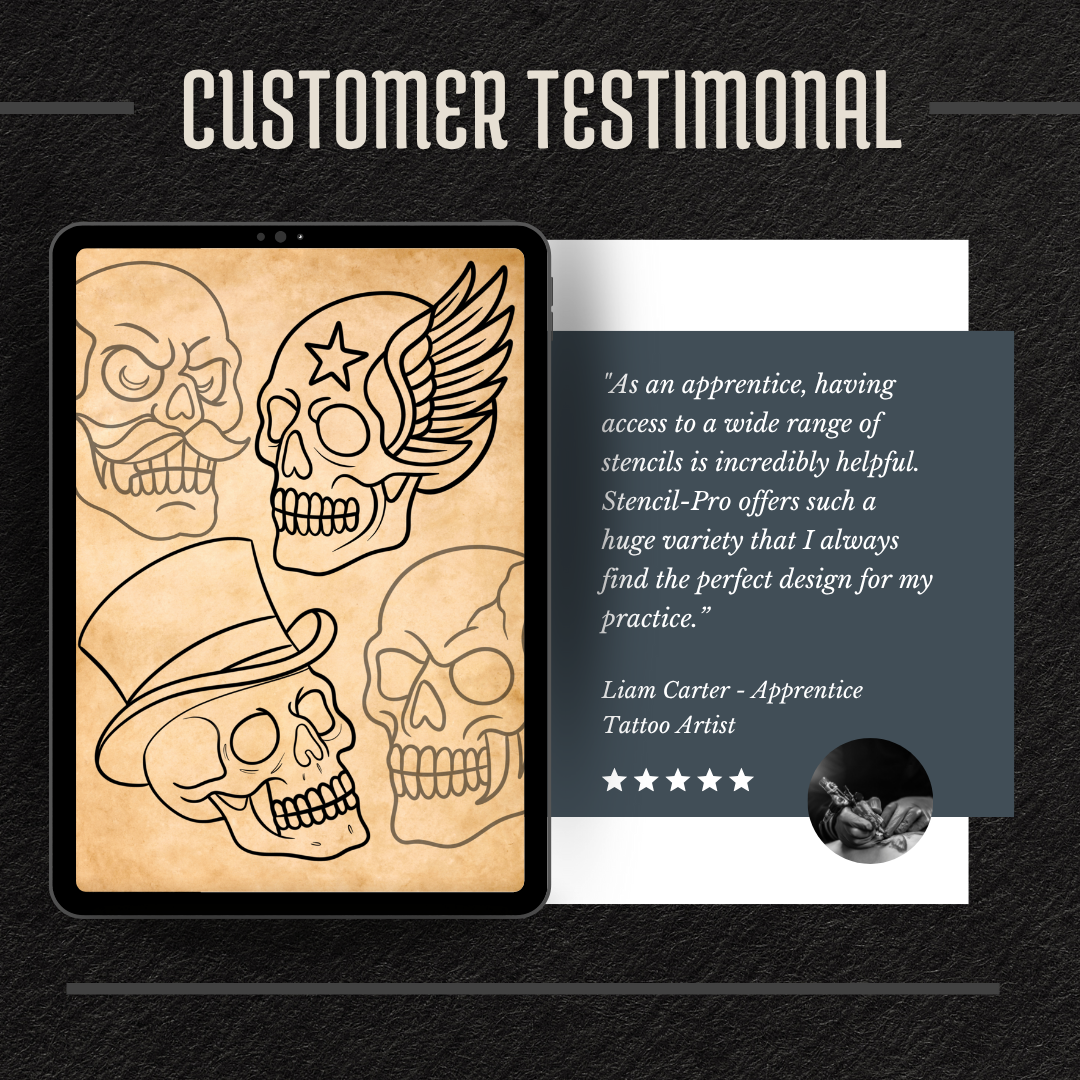 Traditional Skulls – Flash Stamp Pack (50 Outlines for Procreate, Sketchbook & Print)