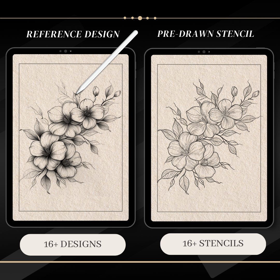 Blackwork Botanical | 32 Stencils & Reference Designs