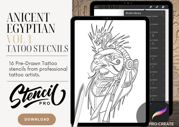 ägyptisch | 1. Generation | Tattoo-Schablonen | Pro-Create & PDF-Download
