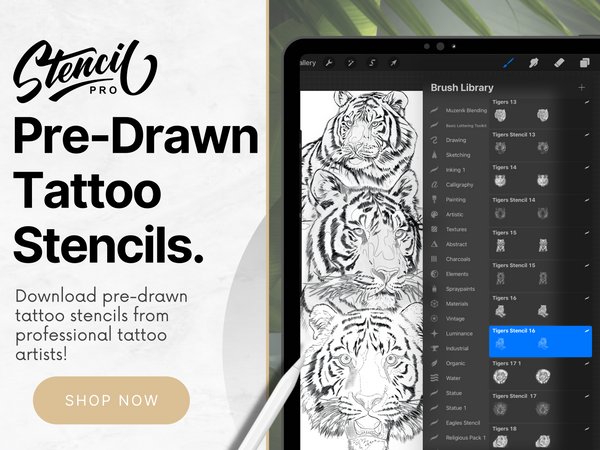 Tigers | Procreate & PDF Pre-drawn Tattoo Stencils | 1st Gen