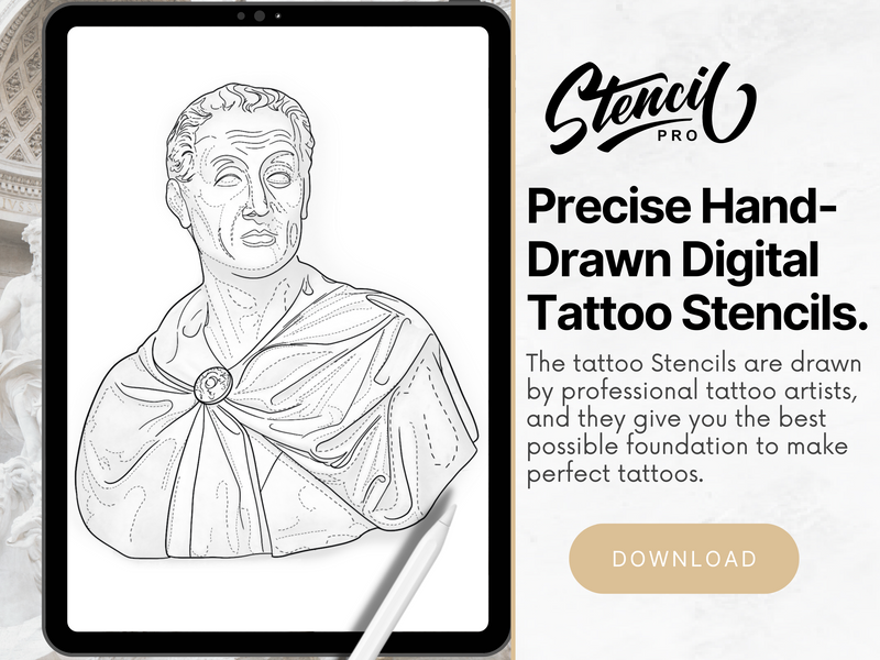 Statua | 2a generazione | Stencil per tatuaggi | Pro-creazione e download di PDF